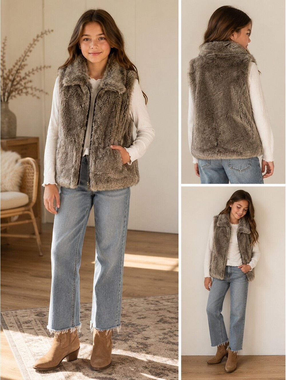 Surrell Kids Rabbit Fur Vest